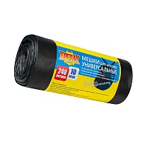 Мешки для мусора 240 л, черные, в рулоне 10 шт., ПНД 40 мкм, 1250х1000 мм, Крепак, 4607075710153 в Нальчике