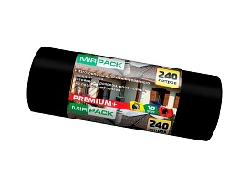 Мешки для мусора 240 л, ароматизированные, черные, в рулоне 10 шт., ПВД 45 мкм, 1300х930 мм, PREMIUM+, 24010830 в Нальчике