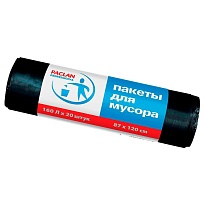 Мешки для мусора 160 л, черные, в рулоне 20 шт., ПВД, 30 мкм, 1200х870 мм, PACLAN Professional, 604082 в Нальчике