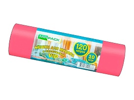 Мешки для мусора 120 л, с завязками, красные, в рулоне 10 шт., ПНД, 15 мкм, 800х750 мм, VIP, Z12010red в Нальчике