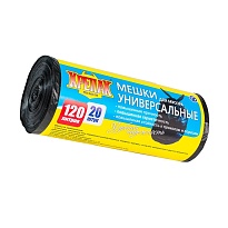 Мешки для мусора 120 л, черные, в рулоне 20 шт., ПНД, 15 мкм, 1100х700 мм, Крепак, 4607075710207 в Нальчике