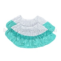 Бахилы бело-бирюзовые 1000 шт (500 пар), 48 мкм, двойная подошва, с одной резинкой, Эконом+ в Нальчике