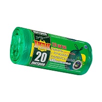 Мешки для мусора 20 л, биоразлагаемые, с ручками, черные, в рулоне 30 шт., ПНД, 10 мкм, 550х440 мм, Крепак, 4607075710047 в Нальчике