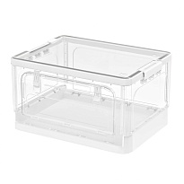 Ящик пластиковый складной прозрачный, дно белое, 360х235х230 мм, с колесиками в Нальчике