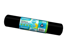 Мешки для мусора 240 л, черные, в рулоне 10 шт., ПВД 80 мкм, 1300х930 мм, EXPORT, exp 24010167 в Нальчике