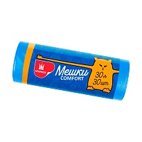 Мешки для мусора 30 л, синие, в рулоне 30 шт., ПНД, 7 мкм, 560х480 мм, Comfort, М0031 (МН 30-30с) в Нальчике