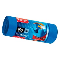 Мешки для мусора 160 л, с ушками, синие, в рулоне 10 шт., ПВД, 30 мкм, 1250х900 мм, PACLAN Multitop, 604064 в Нальчике
