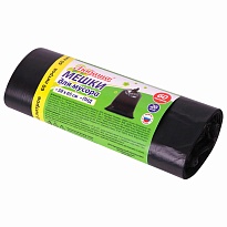 ММешки для мусора 60 л, черные, в рулоне 20 шт., ПНД, 8 мкм, 650х580 мм, Любаша, 608092 в Нальчике