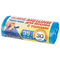 Мешки для мусора 35 л, с ушками, синие, в рулоне 30 шт., ПНД, 11 мкм, 650х500 мм, LAIMA ULTRA, 607684 в Нальчике
