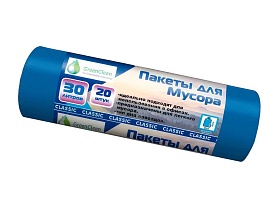 Мешки для мусора 30 л, синие, в рулоне 20 шт., ПНД, 7 мкм, 600х500 мм, MIRPACK Classik, 302041 в Нальчике