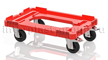 Тележка пластиковая с отверстием 2 колеса с тормозом усиленная красная в Нальчике Тележка пластиковая с отверстием 2 колеса с тормозом усиленная красная в Нальчике
