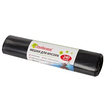 Мешки для мусора 240 л, черные, в рулоне 5 шт., ПВД 30 мкм, 1300х900 мм, Любаша, 605338 в Нальчике