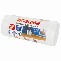 Мешки для мусора 35 л, белые, в рулоне 30 шт., ПНД, 6 мкм, 550х480 мм, LAIMA, 605538 в Нальчике