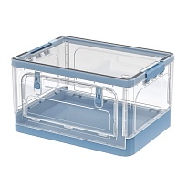 Ящик пластиковый складной прозрачный, дно синее, 490х360х280 мм, с колесиками в Нальчике